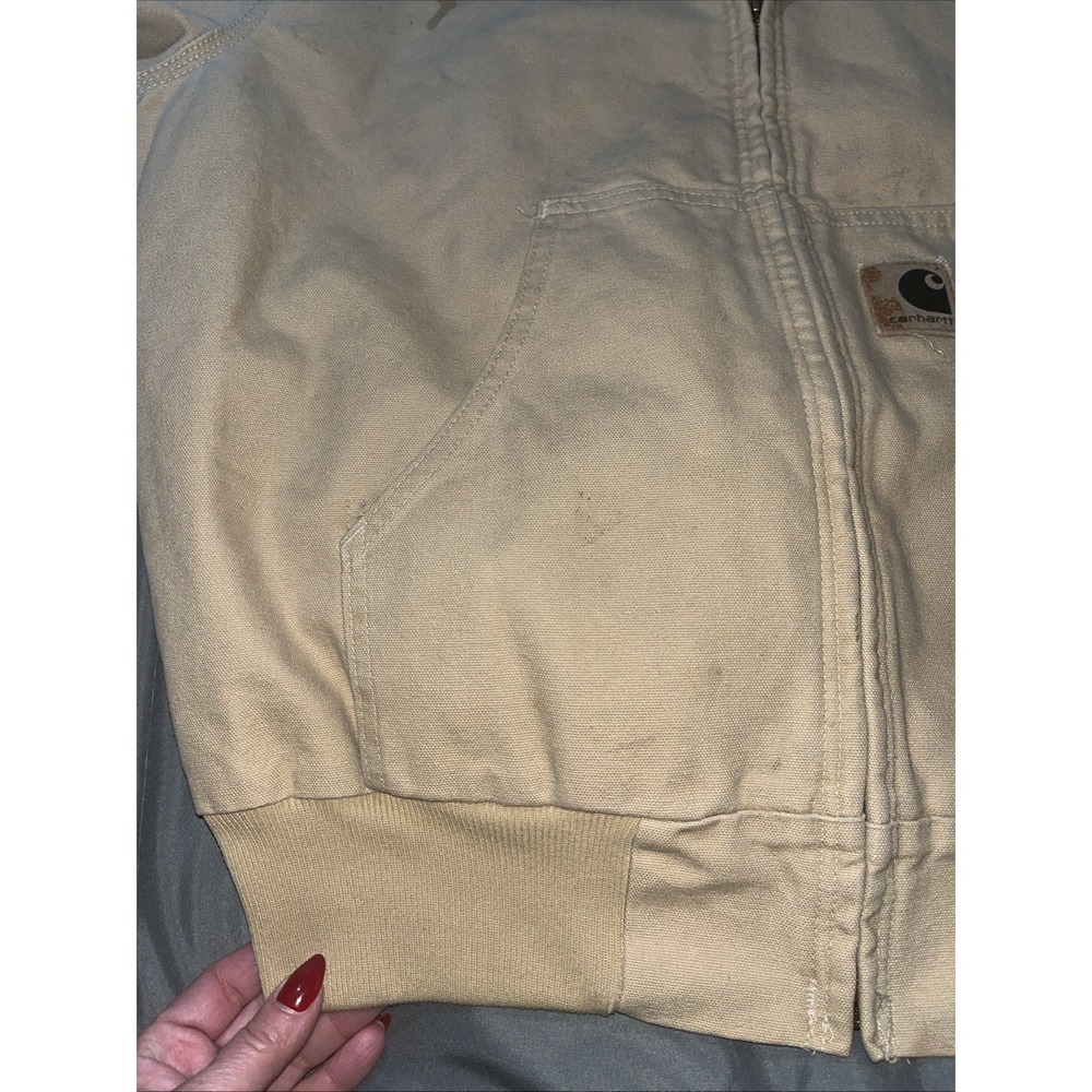 1999 Carhartt J06 WET Hooded Quilted Lined Jacket Mens Size-Large  Light Brown - Picture 6 of 16